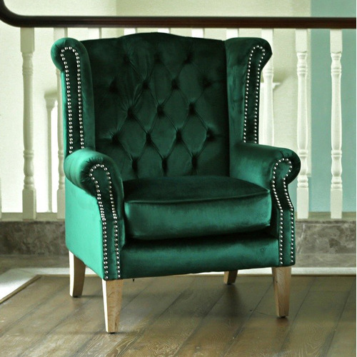 Hyde Park Home Emerald Oak Duke Wingback Armchair Temple Webster